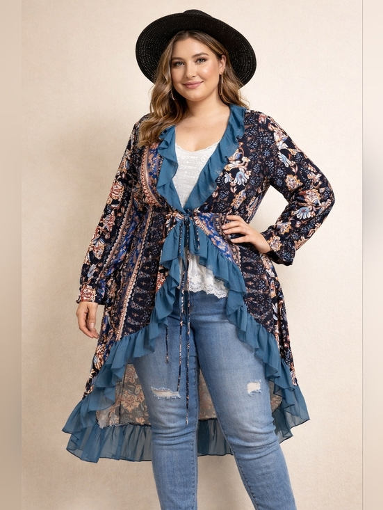 SHEIN Tops - Boho Flowy Kimono Duster XL | Sheer Festival Layering Wrap